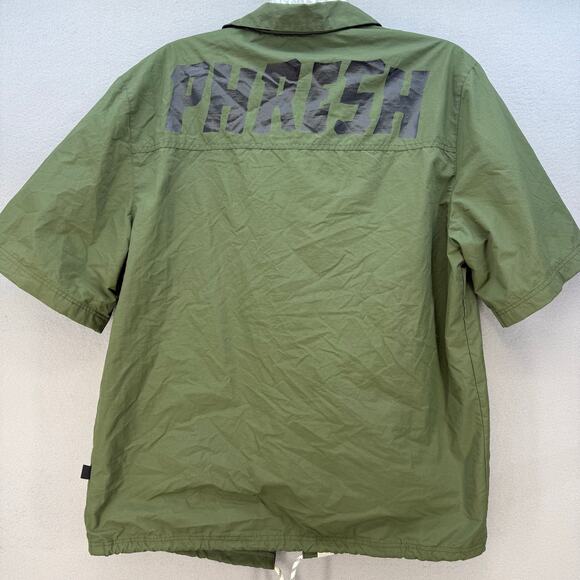 Love to Kleep Short Sleeve Coach Jacket Men L Olive Green Black Street Wear - Picture 2 of 15
